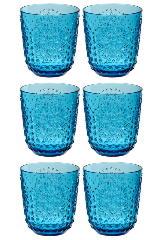 Caixa com 6 copos de plástico azul