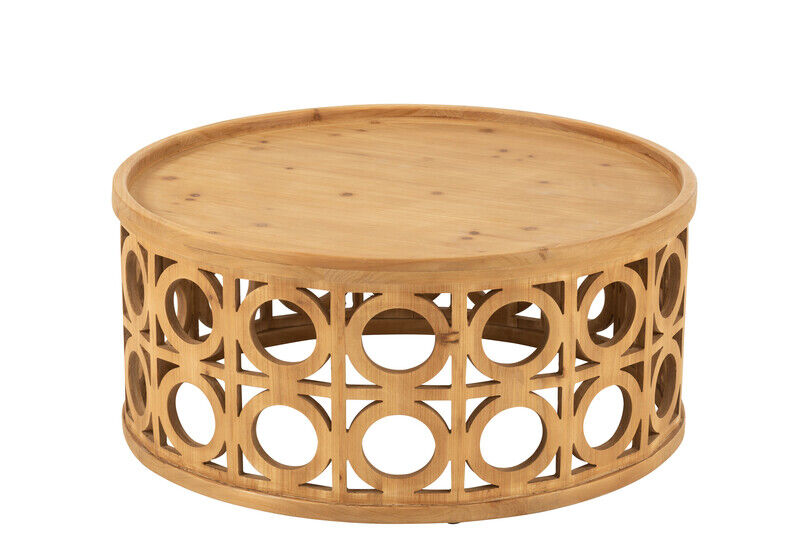 Mesa de centro esculpida em abeto/MDF natural