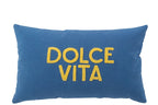 Almofada Dolce Vita em algodão azul/amarelo