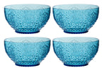 Caixa com 4 vasilha  de plástico azul c/4