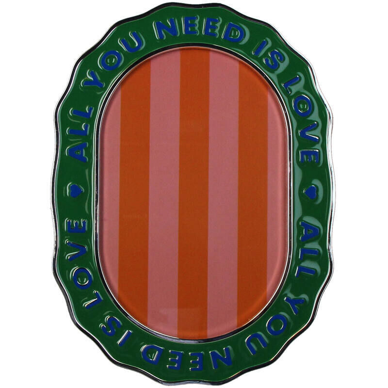 Porta-retrato oval em metal