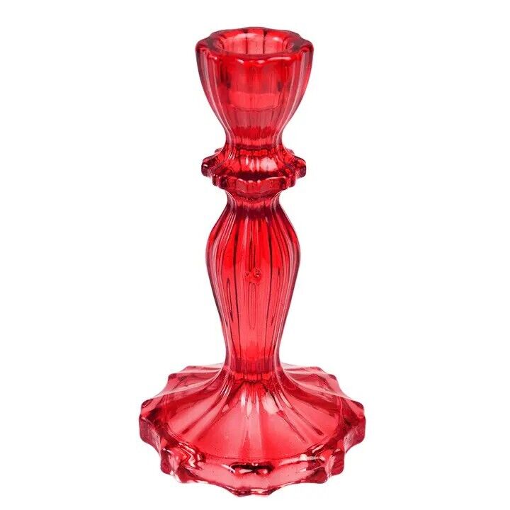 Suporte Velas Vidro Alto - Vermelho