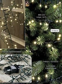 GRINALDA 800 LED. Cable Verde. 16 m.
