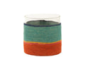 Round candlestick + Striped glass/Blue seaweed/Orange