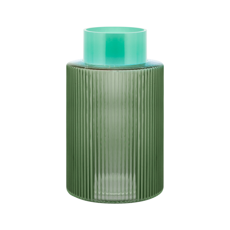 Vaso de Vidro com Sulco, Verde