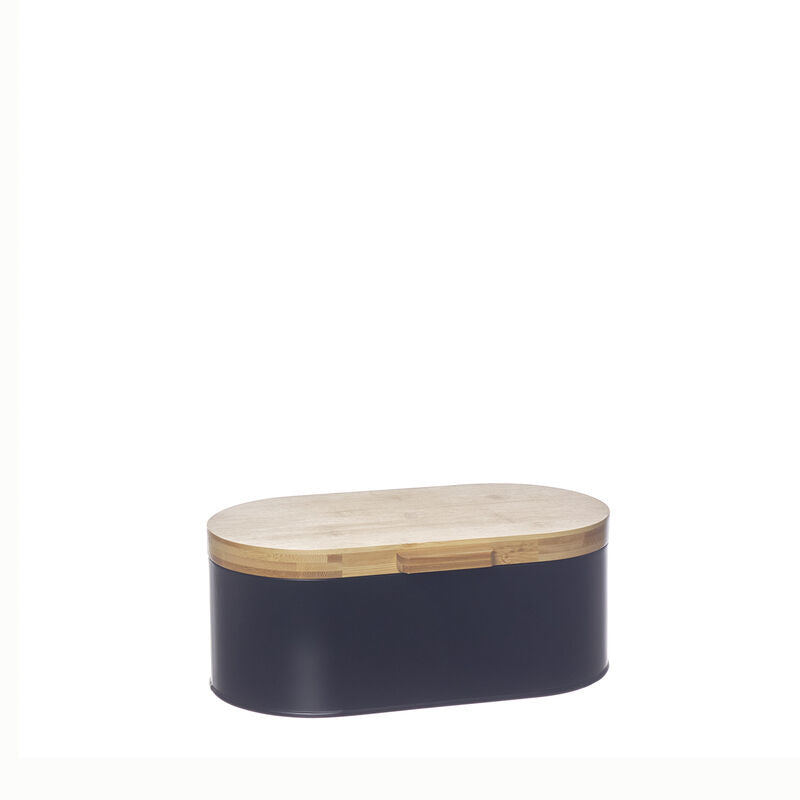 Bamboo and metal bread box