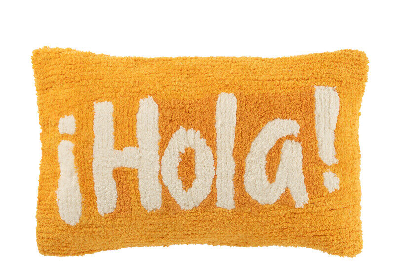 Almofada Hello em algodão tufado laranja/branco