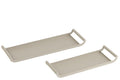Conjunto de 2 bandejas retangulares de metal cinza