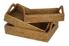 BANDEJA RATTAN GRANDE C/ALÇA 30.5X20X7.5 CM