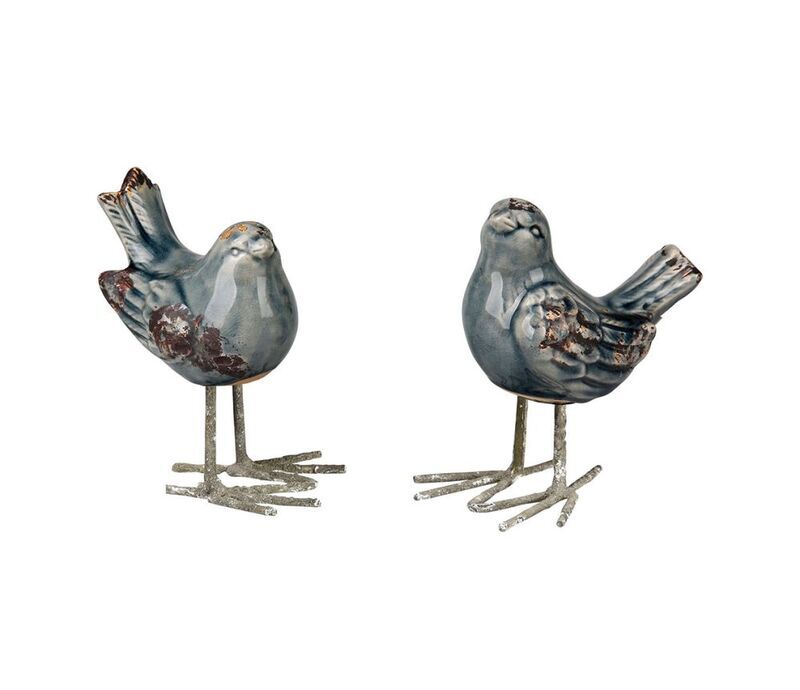 PÁSSAROS AZUL12H14 TERRACOTA+FERRO
