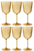 Caixa com 6 taças de vinho de plástico amarelo