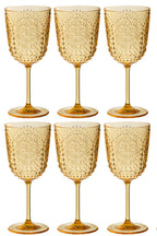 Caixa com 6 taças de vinho de plástico amarelo