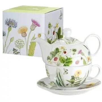 Conjunto Tea for One “Wild Flowers” com bule, xícara e pires Bella Vita