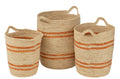 basket with natural fibers in corn/orange tones + small handle