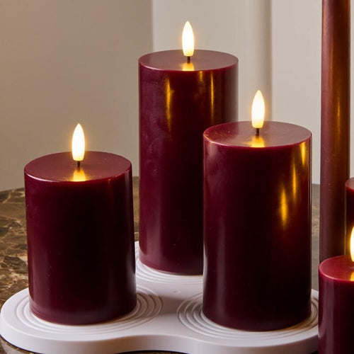 1 Vela Bordeaux LED, Ø7,5x/15cm