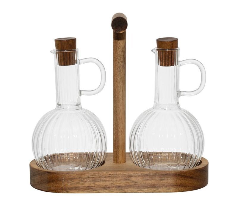 CONJ. AZEITE E VINAGRE COM BANDEJA 35CL - 21X9X20CM