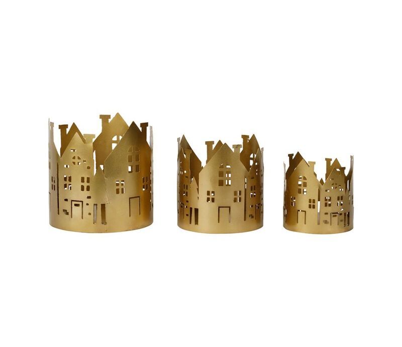 CASTIÇAL DE NATAL DOURADO H13CM