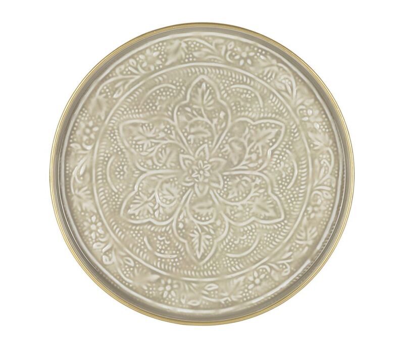 BANDEJA REDONDA ARABISE GREGE DOURADA D36CM FERRO