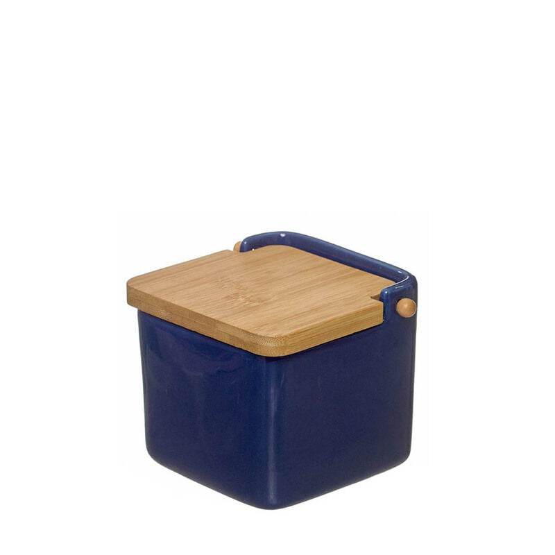 Saleiro em porcelana e bambú - Azul