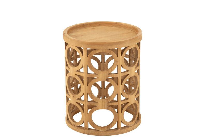 Mesa de encaixe em madeira de abeto entalhada/MDF natural