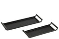 Conjunto de 2 bandejas retangulares de metal preto