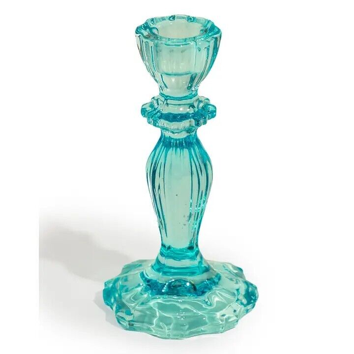 PORTA VELAS DE VIDRO CLASSICO AZUL CLARO