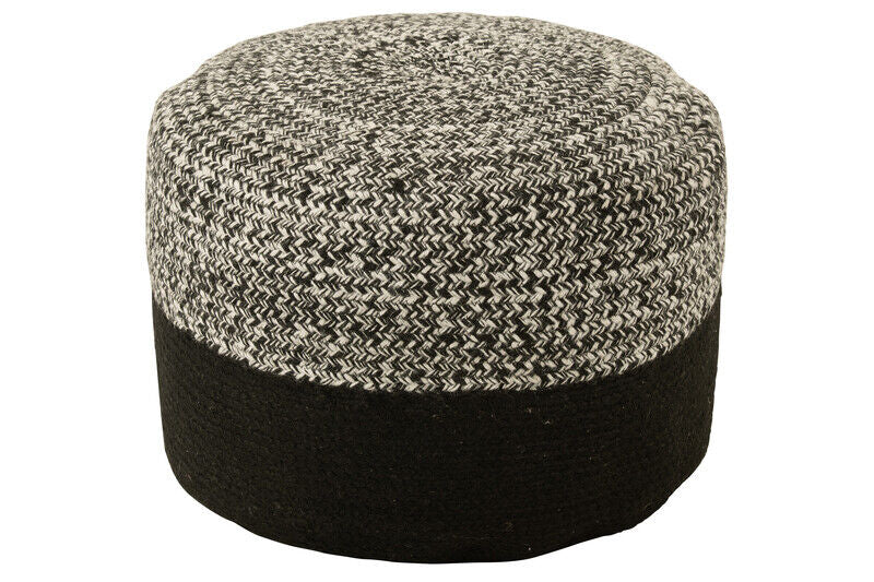 Puf Miami Poly Line Preto/Branco