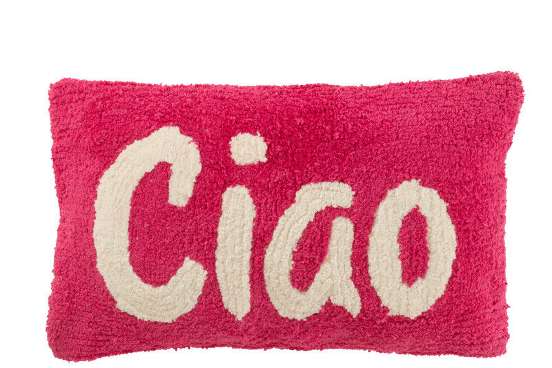 Almofada Ciao de algodão com tufos rosa/brancos