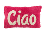 Almofada Ciao de algodão com tufos rosa/brancos
