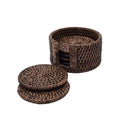 Conjunto de 6 porta-copos de rattan castanho Ø12x6