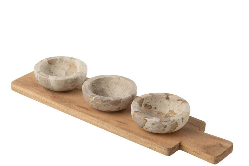 Conjunto de condimentos em mármore natural/bege
